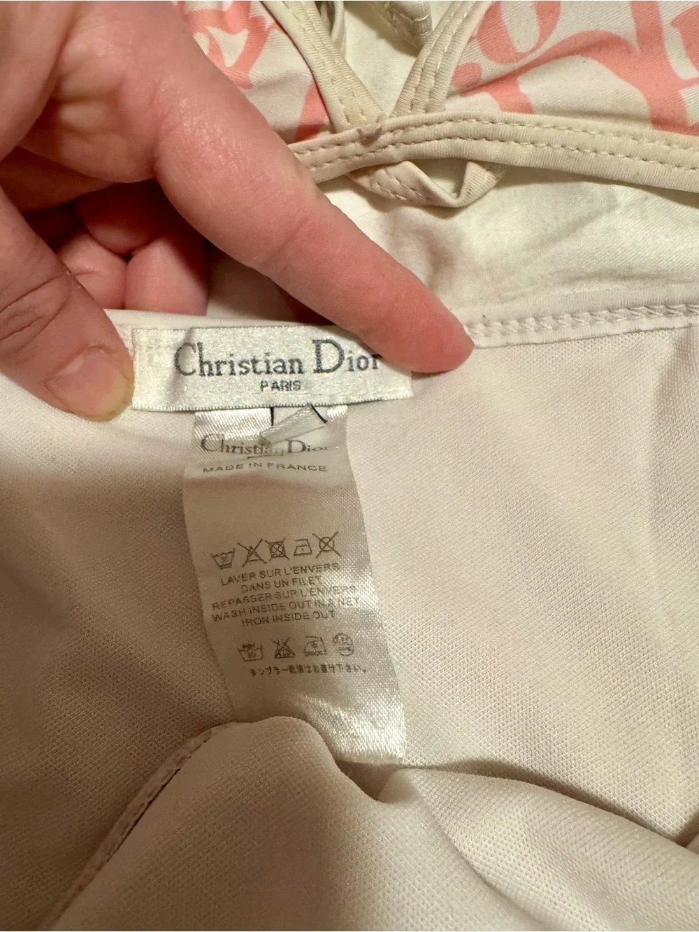 Christian Dior Diorissimo Pink Logo Triangle Bikini Set